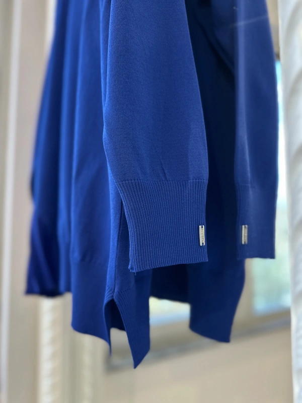 İNVEE Plise Detaylı Triko Tunik - Sax