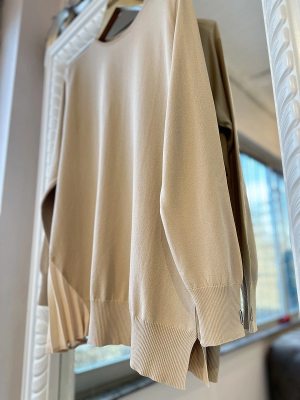 İNVEE Plise Detaylı Triko Tunik - Fondöten