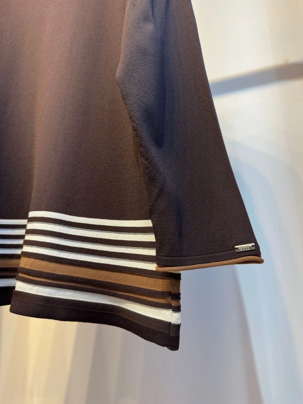 İNVEE Renk Bloklu Triko Tunik - Kahverengi