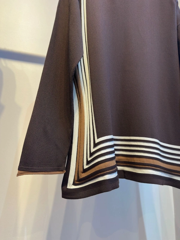 İNVEE Renk Bloklu Triko Tunik - Kahverengi