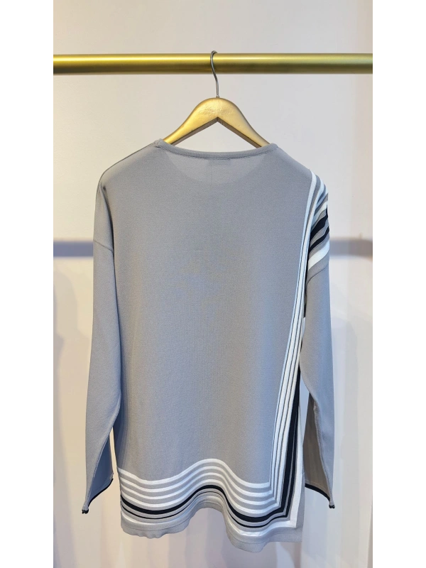 İNVEE Renk Bloklu Triko Tunik - Gri