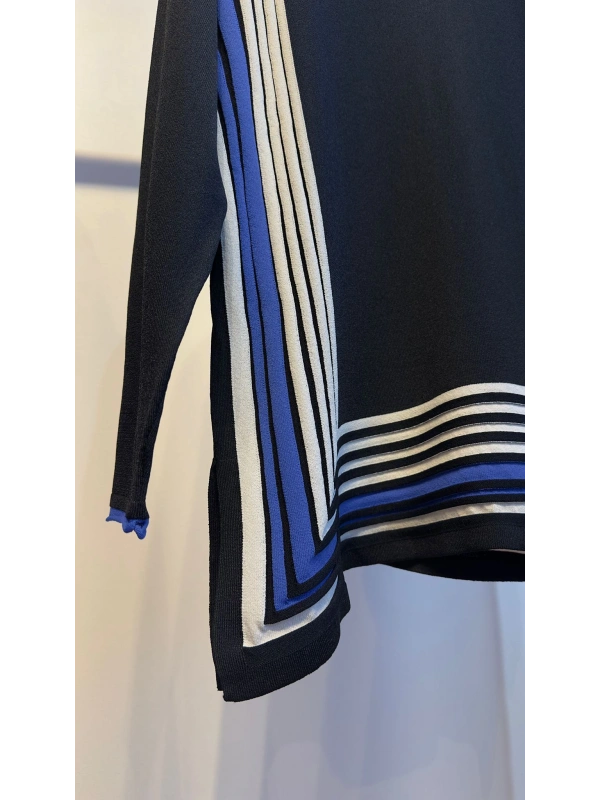 İNVEE Renk Bloklu Triko Tunik - Siyah