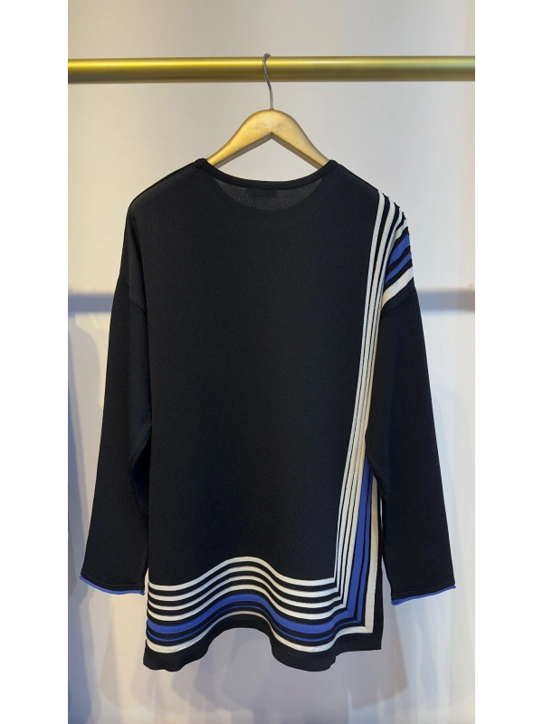 İNVEE Renk Bloklu Triko Tunik - Siyah