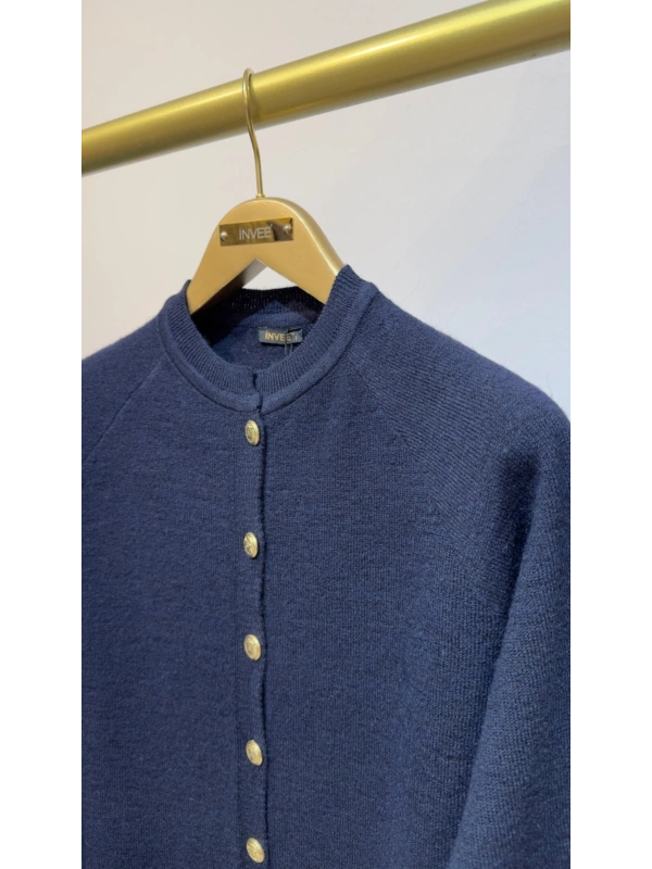 İNVEE Yün Karışımlı Hırka - Lacivert