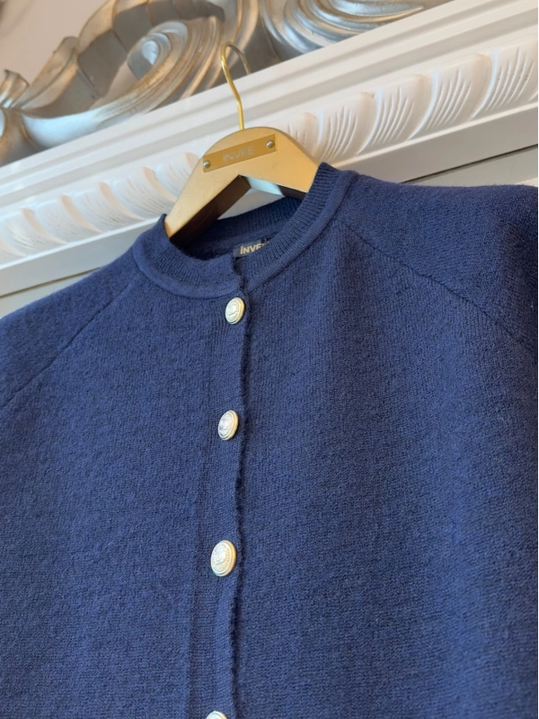 İNVEE Yün Karışımlı Hırka - Lacivert