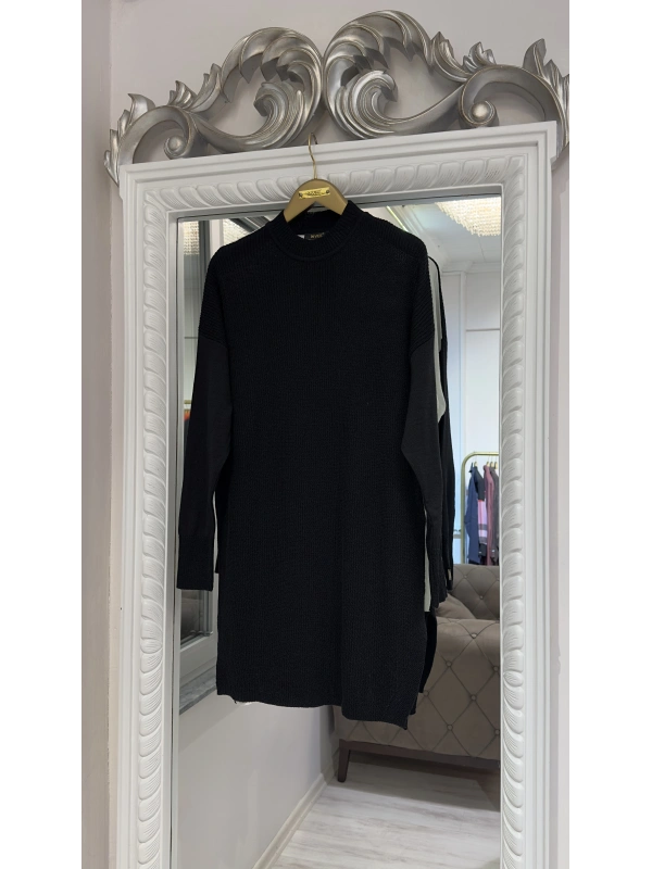 İNVEE Yün Karışımlı Kazak - Siyah-Beyaz