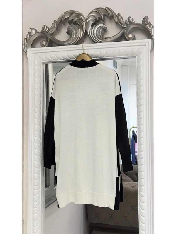 İNVEE Yün Karışımlı Kazak - Siyah-Beyaz