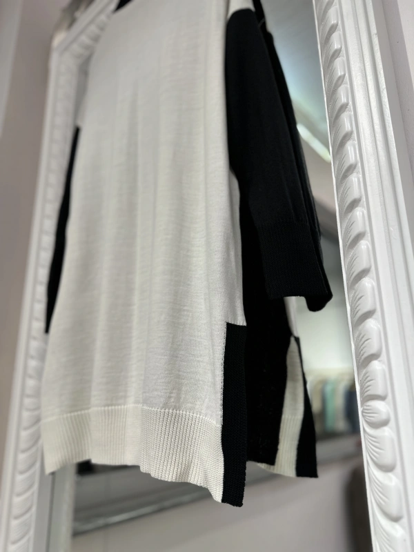 İNVEE Yün Karışımlı Kazak - Siyah-Beyaz