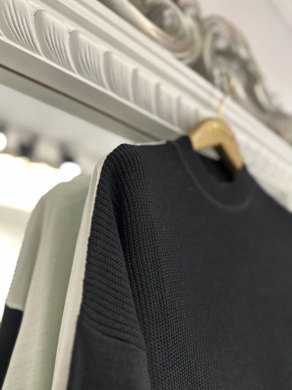 İNVEE Yün Karışımlı Kazak - Siyah-Beyaz