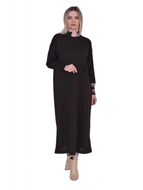 İNVEE Yün Karışımlı Triko Elbise - Kahve