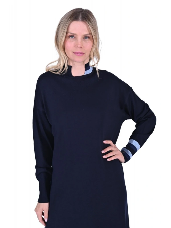 İNVEE Yün Karışımlı Triko Elbise - Lacivert