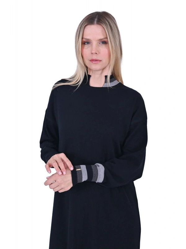 İNVEE Yün Karışımlı Triko Elbise - Siyah