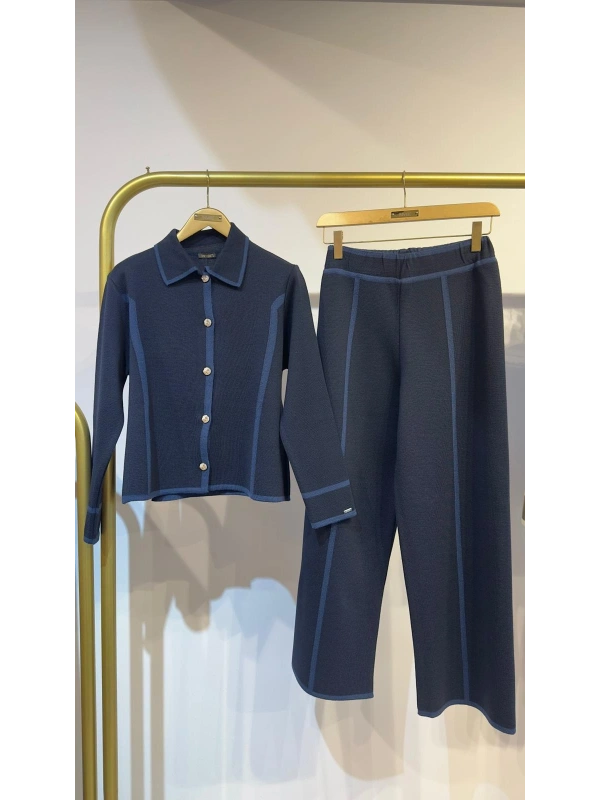 İNVEE Yün Karışımlı Triko Takım - Lacivert