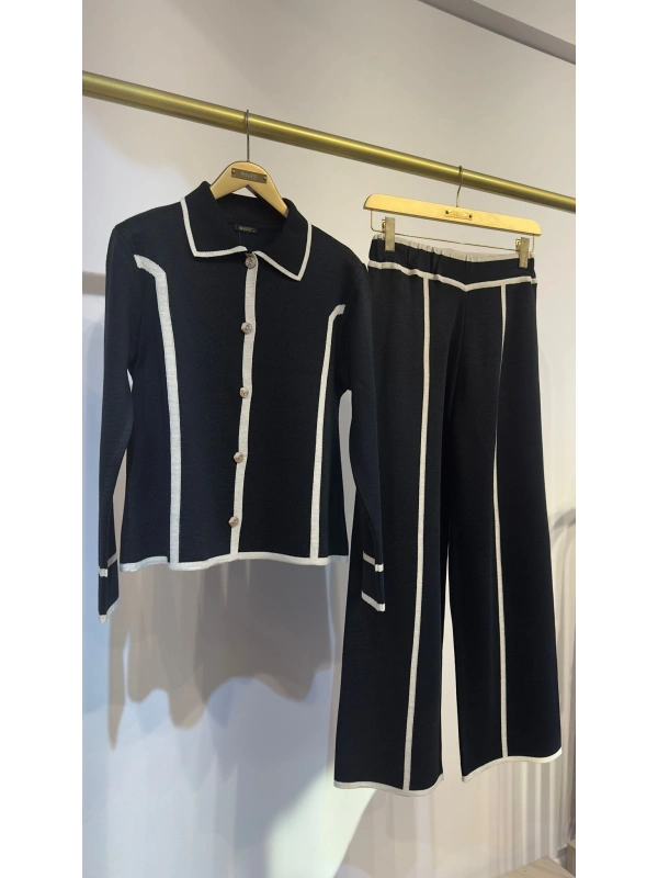 İNVEE Yün Karışımlı Triko Takım - Siyah