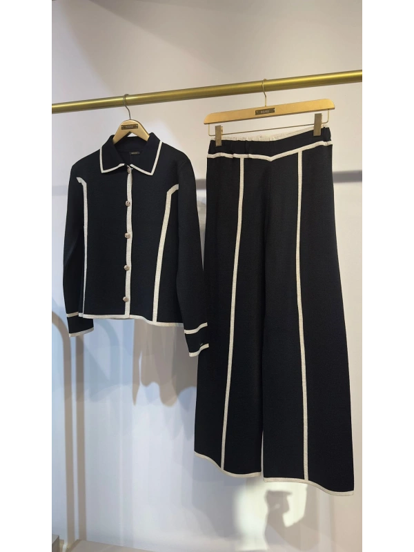 İNVEE Yün Karışımlı Triko Takım - Siyah