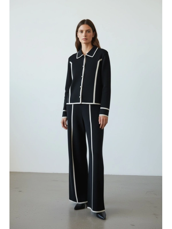 İNVEE Yün Karışımlı Triko Takım - Siyah