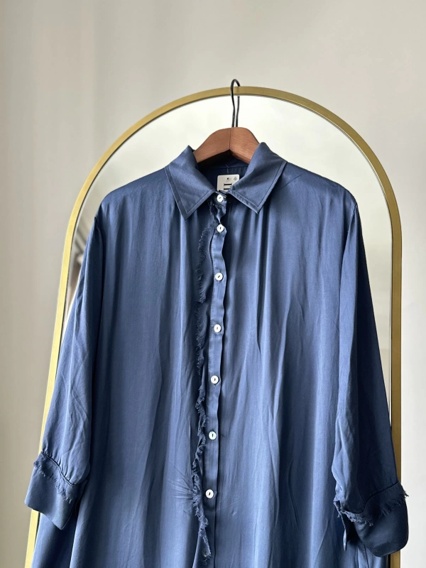 İtalyan Uzun Gömlek - İndigo