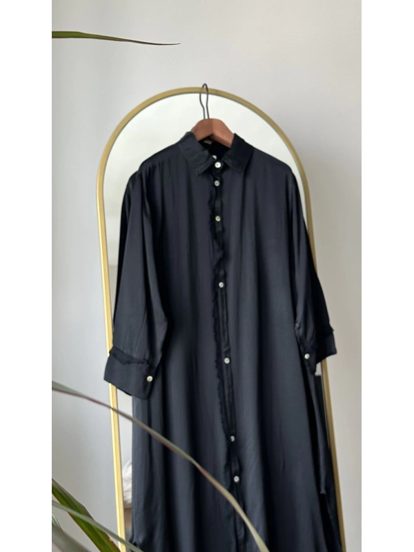 İtalyan Uzun Gömlek - Siyah