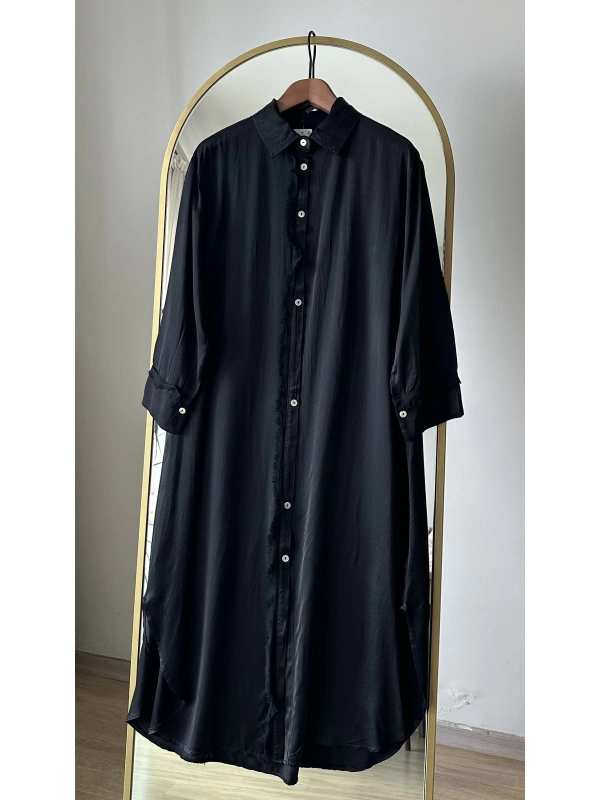İtalyan Uzun Gömlek - Siyah