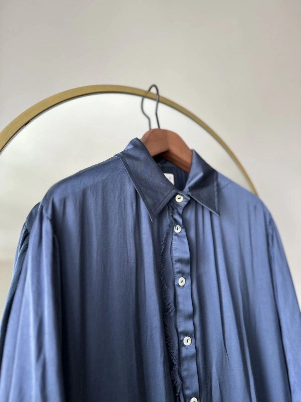 İtalyan Uzun Gömlek - İndigo