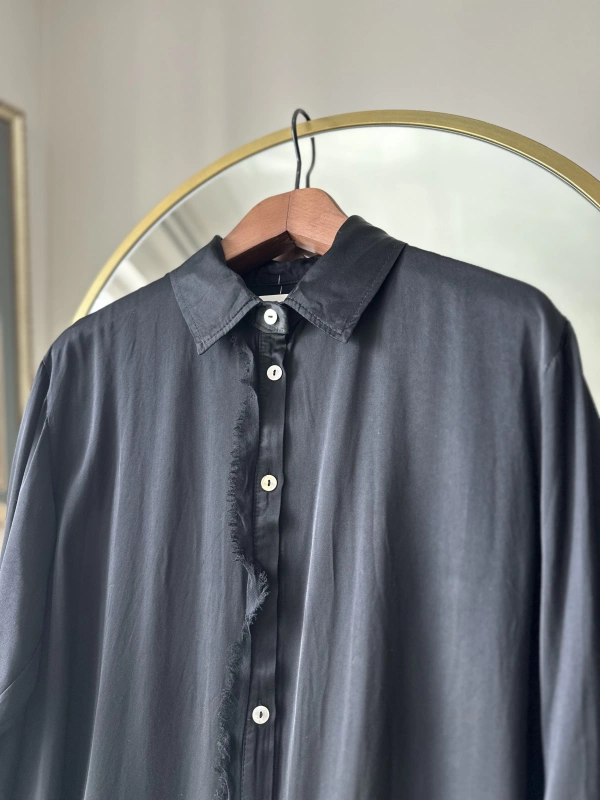 İtalyan Uzun Gömlek - Siyah