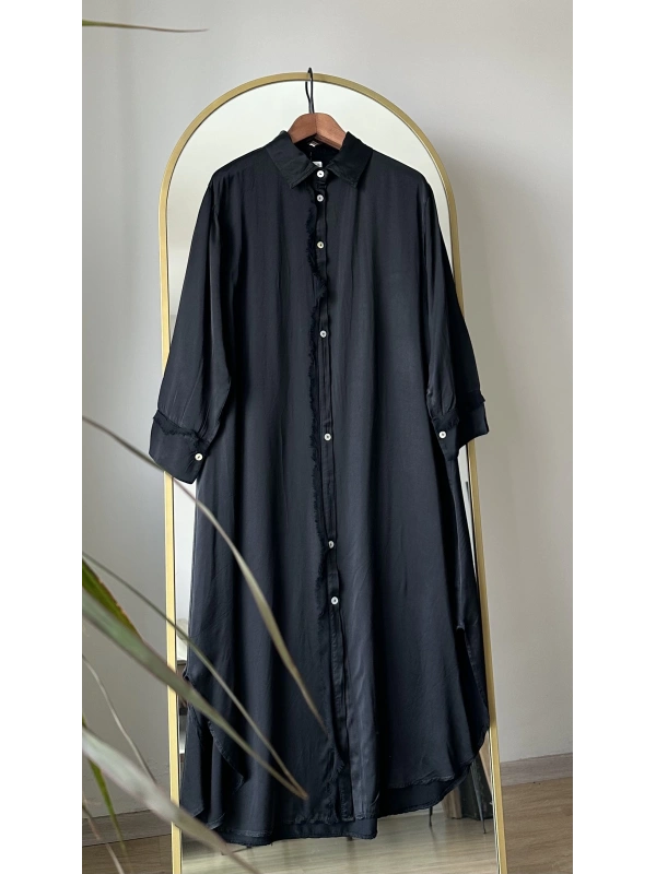 İthal Uzun Gömlek - Siyah