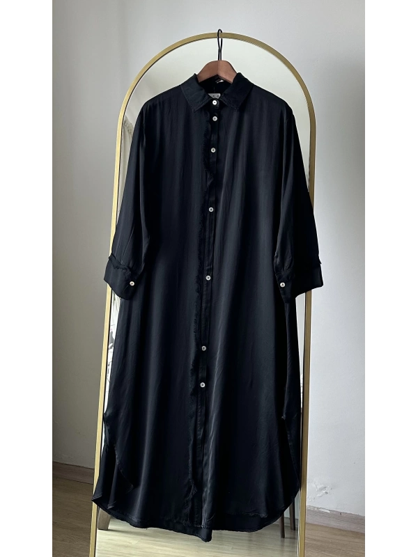 İthal Uzun Gömlek - Siyah