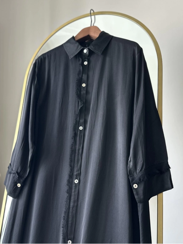 İthal Uzun Gömlek - Siyah