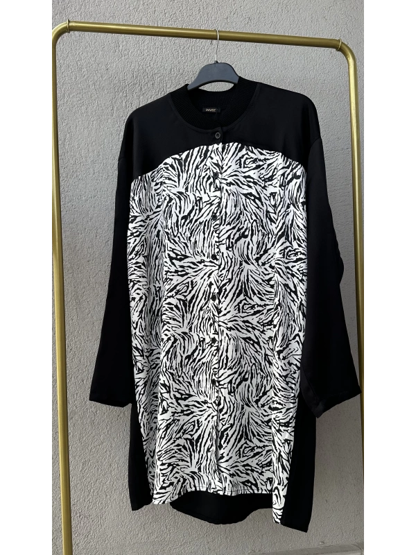 Zebra Desen Oversize Gömlek