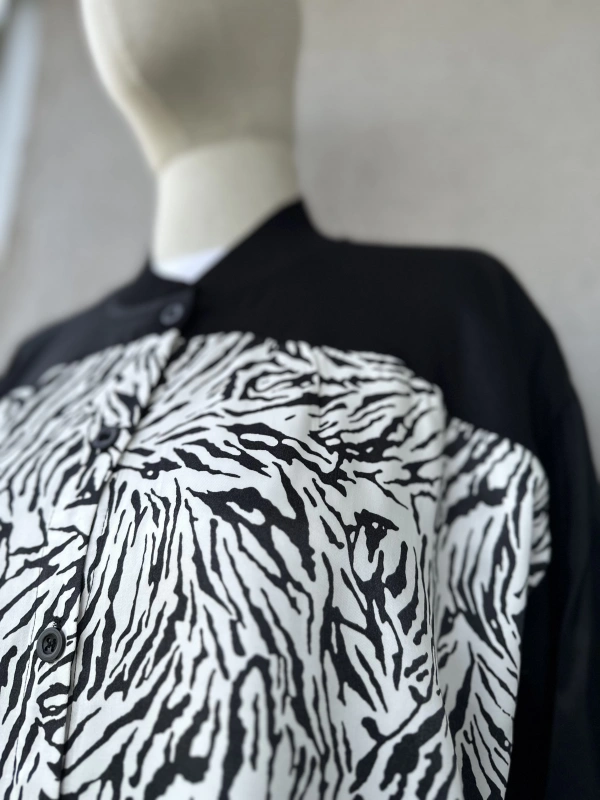 Zebra Desen Oversize Gömlek