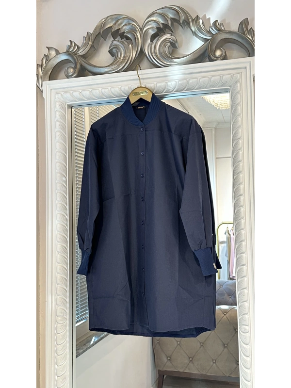 Lacivert Oversize Gömlek