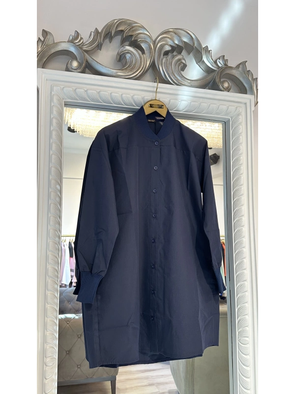 Lacivert Oversize Gömlek