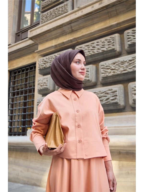 Monogram Pamuk İpek Eşarp - Koyu Kahve