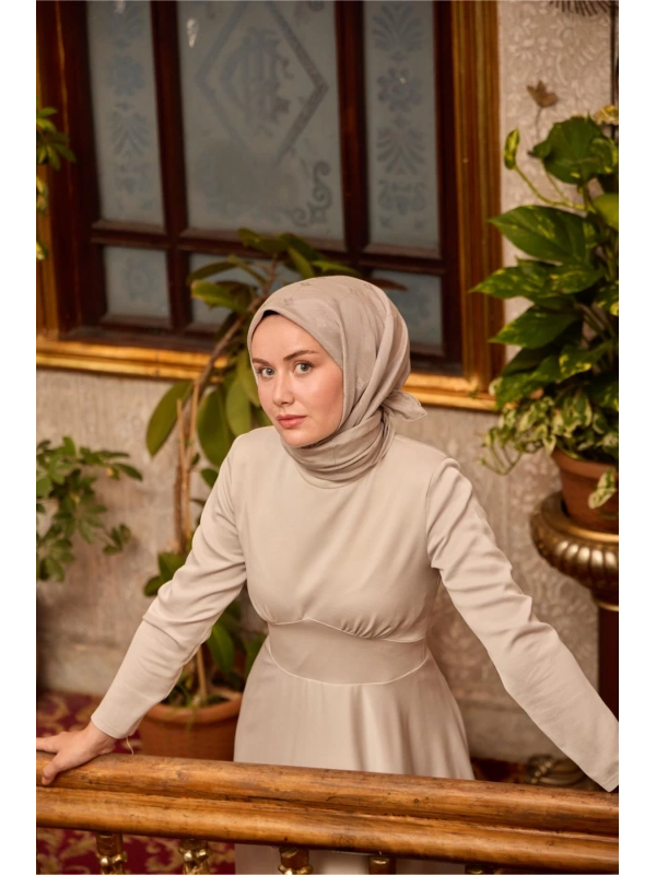 Monogram Pamuk İpek Eşarp - Gri