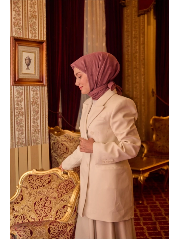 Monogram Pamuk İpek Eşarp -  Gül Kurusu