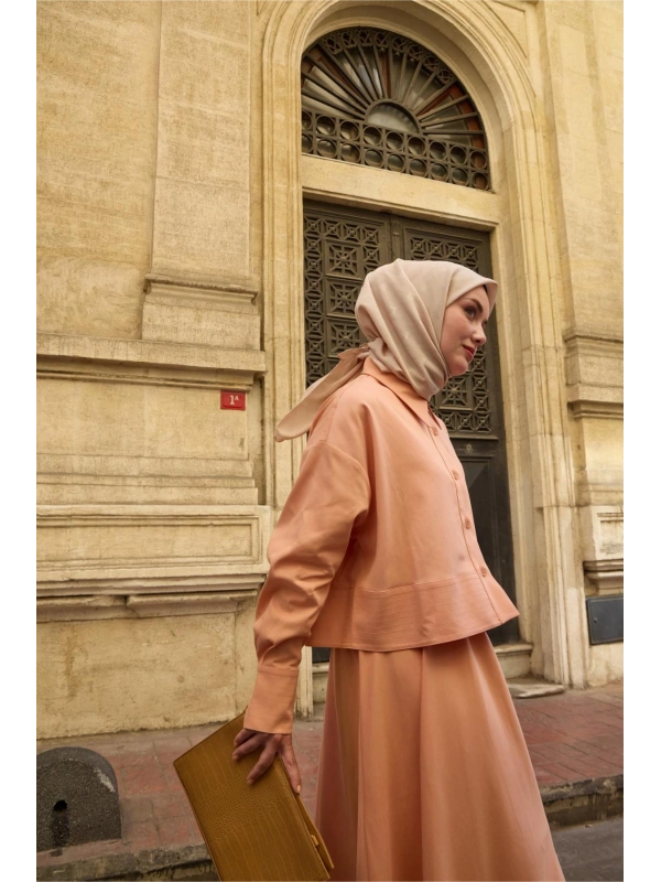 Monogram Pamuk İpek Eşarp - Bej