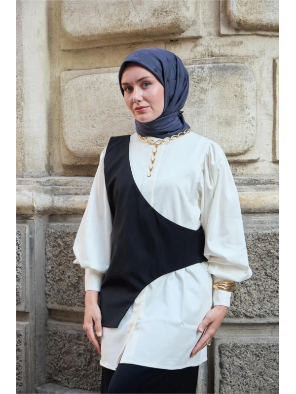 Monogram Pamuk İpek Eşarp - Morcivert