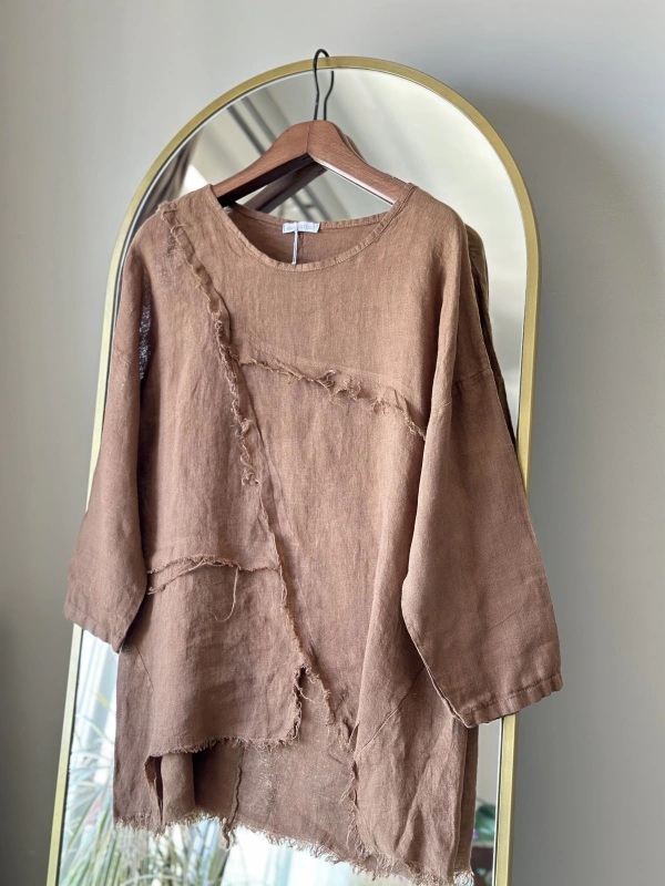 PURO LINO %100 Keten Takım - Tarçın