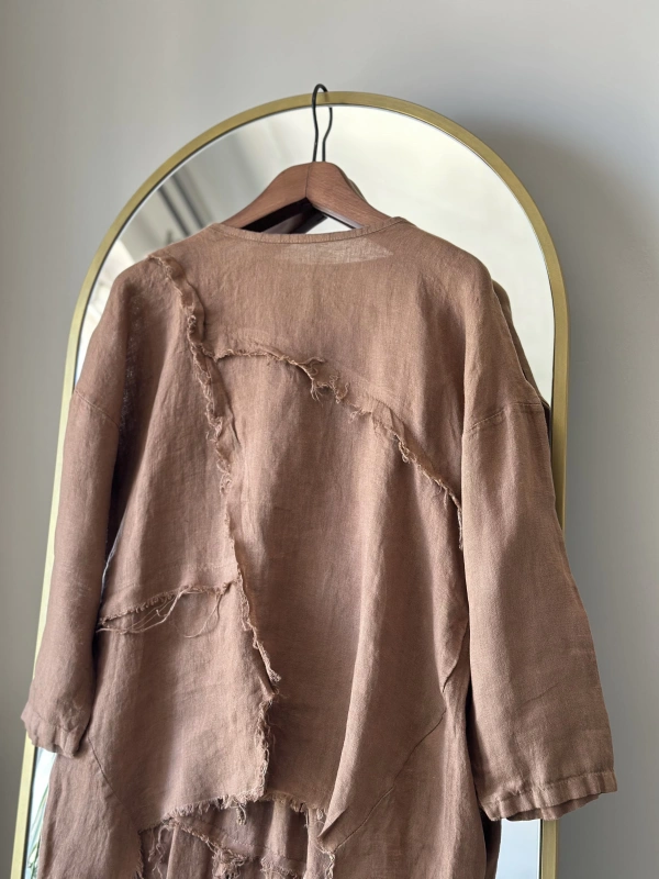 PURO LINO %100 Keten Takım - Tarçın