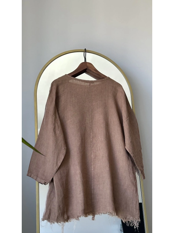 PURO LINO %100 Keten Takım - Tarçın