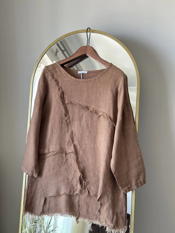 PURO LINO %100 Keten Takım - Tarçın