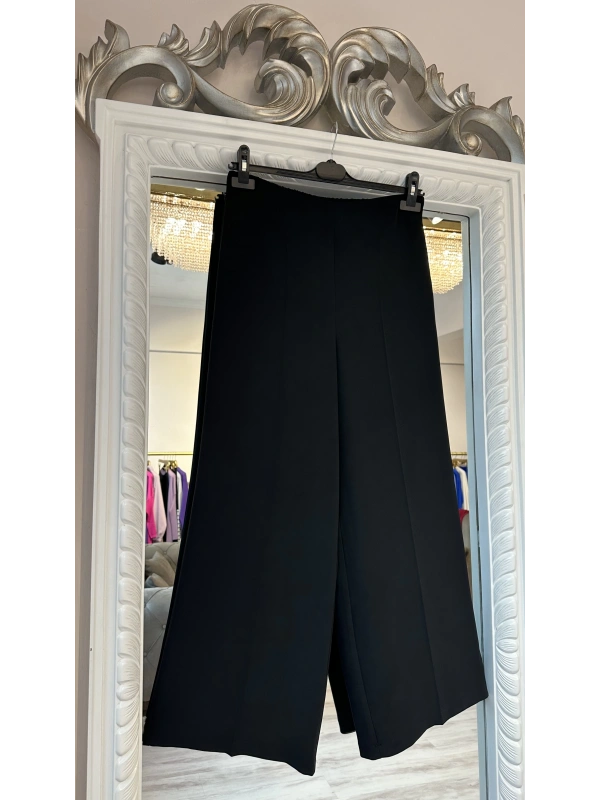 Sentez Arkası Lastikli Kumaş Pantolon - Siyah