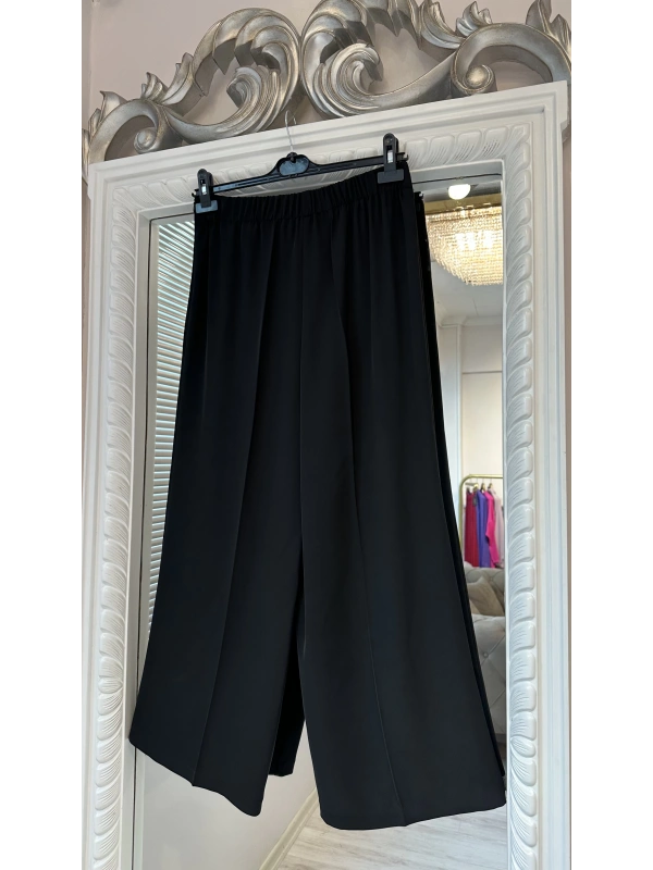 Sentez Arkası Lastikli Kumaş Pantolon - Siyah