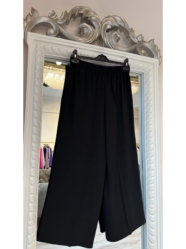 Sentez Arkası Lastikli Kumaş Pantolon - Siyah