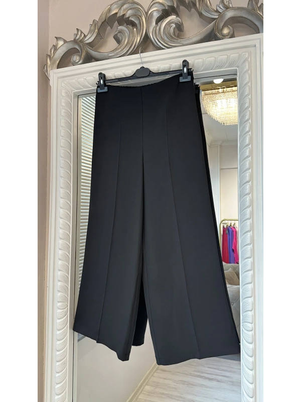 Sentez Arkası Lastikli Kumaş Pantolon - Siyah