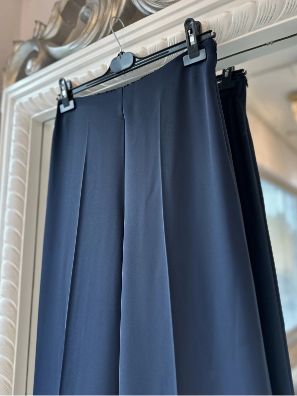 Sentez Arkası Lastikli Kumaş Pantolon - Lacivert