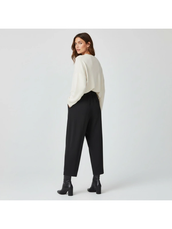 Sentez Beli Ayarlanabilen Lastikli Pantolon - Siyah