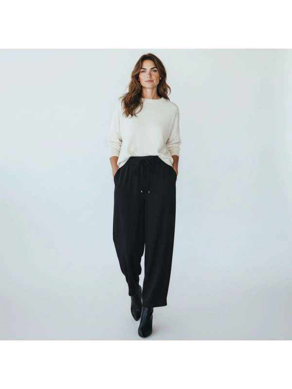 Sentez Beli Ayarlanabilen Lastikli Pantolon - Siyah
