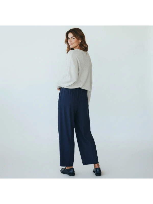 Sentez Beli Ayarlanabilen Lastikli Pantolon - Lacivert
