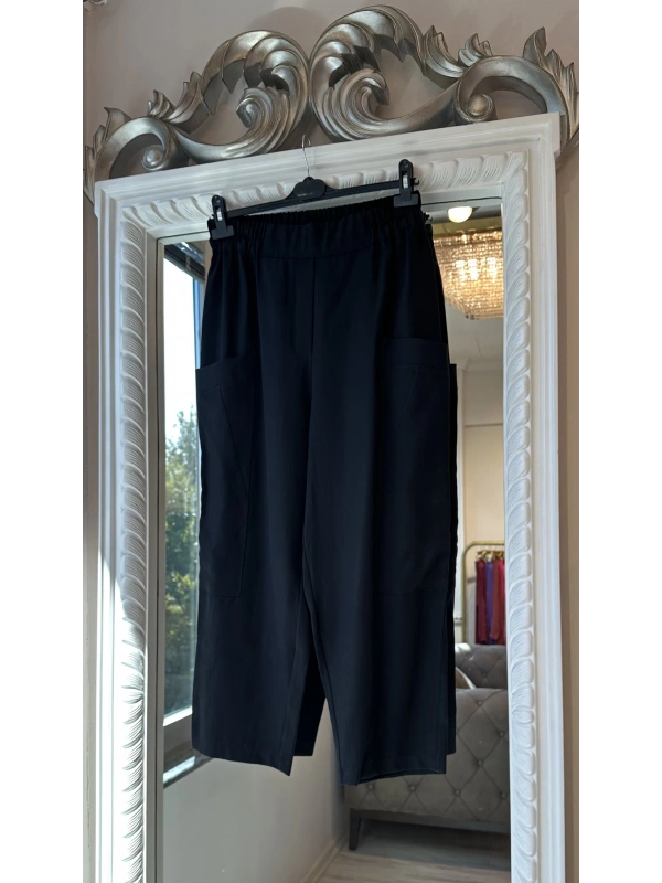 Sentez Kanguru Kanvas Pantolon - Siyah